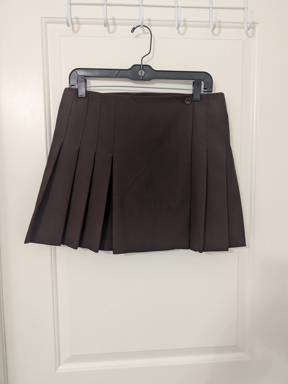 Vintage 90s Trilogy Brown Pleated Mini Skirt Large Made in USA Preppy